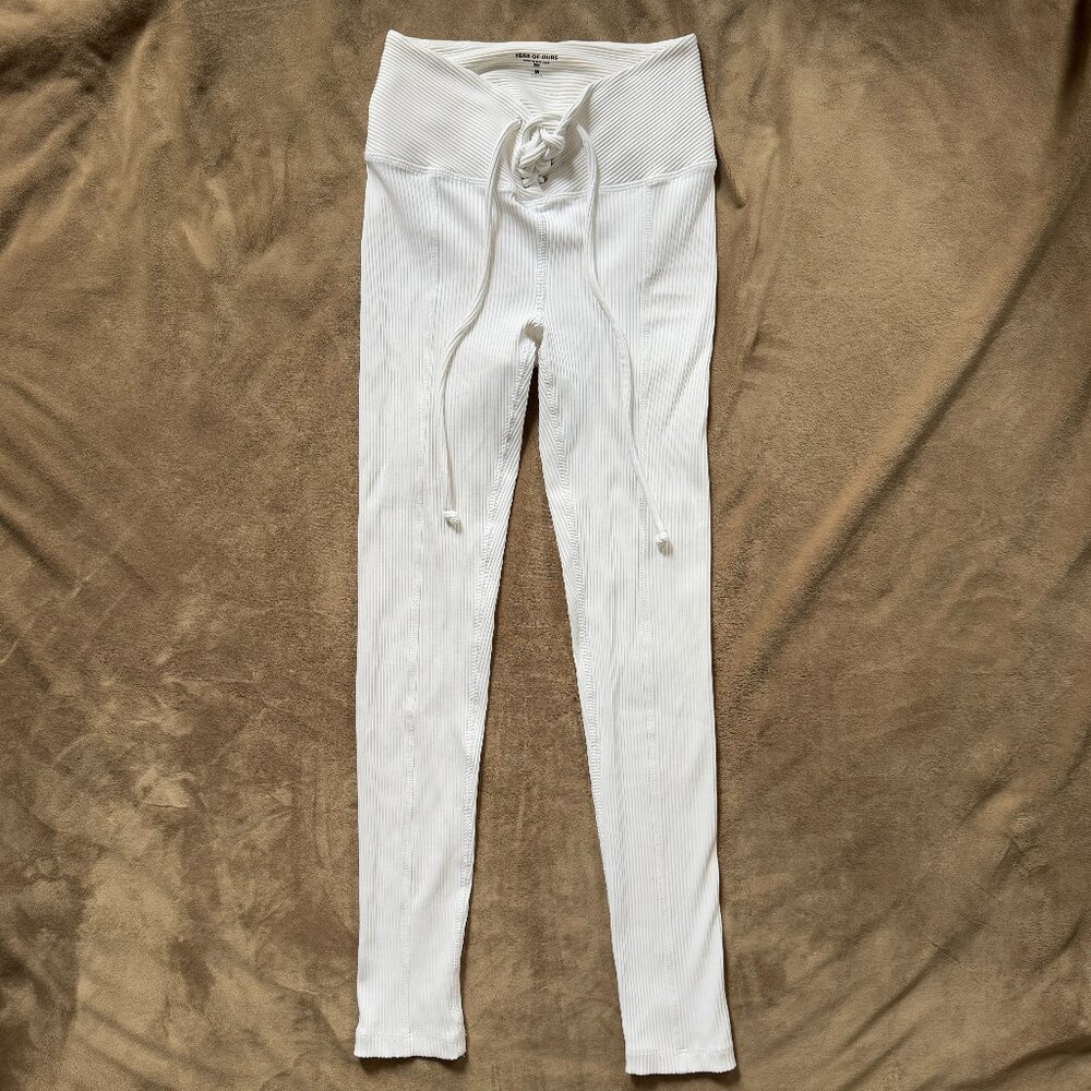 Year of Ours Ribbed Football Legging- White- Size M